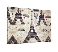 Wall Art for Living Room Modern Canvas Poster Prints French Paris Tour Eiffel Tower Aesthetic Wall Decor for Bedroom Bathroom Canvas Print Painting Picture Home Decor Framed Artwork 12"x 18"