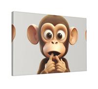 Wall Art for Living Room Modern Canvas Poster Prints The silent monkey Aesthetic Wall Decor for Bedroom Bathroom Canvas Print Painting Picture Home Decor Framed Artwork 12"x 18"