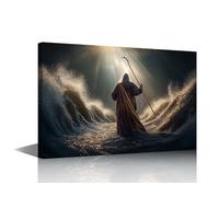 Wall Art for Living Room Moses Holds out Staff Home Decor God Parts the Yam Suph Waters Wall Paintings Wall Decor Art Reed sea Pictures 1 Piece Posters and Prints Ready to Hang (12''Wx 18''H)