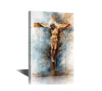 Wall Art for Living Room Passion Sunday Canvas Art Wall Decor Jesus Christ Office Wall Art 1 Piece Jesus Crucified on the Cross Wall Paintings for Bedroom Framed Art Ready to Hang (16''Wx 24''H)