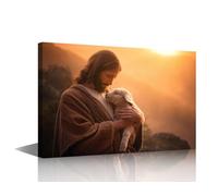Wall Art for Living Room The Hands Of Jesus Pictures Lost Lamb Wall Art Christian Wall Decor Framed Art Wall Decor Canvas Artwork Wall Decor Modern Canvas Wall Art Ready to Hang, 30x45cm