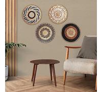 wall art for living room, Wall Basket Decor Set of 4, Boho, Large 100% Natural Rattan Wicker Seagrass Handmade