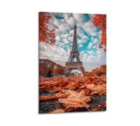 Wall Art for Modern Family Office Decor Canvas Posters - Creative Poster Eiffel Tower In Autumn Romantic And Aesthetic Art Decorative Painting 08x12inch(20x30cm) Frame-style