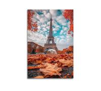 Wall Art for Modern Family Office Decor Canvas Posters - Creative Poster Eiffel Tower In Autumn Romantic And Aesthetic Art Decorative Painting 24x36inch(60x90cm) Unframe-style
