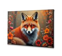 Wall Art Fox In The Garden Of Flowers Canvas Decorative Picture Baptism Decorations Farmhouse Decor(40x60cm)
