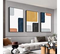 Wall Art Framed Wall Art Modern Abstract Canvas Wall Art 3 Piece Set Of Painted Prints Boho Style For Living Room Bathroom Kitchen Office Wall Decor Canvas Artwork (black 24" X 32"X 3 pieces)…