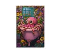 Wall Art Hanging Paintings Octopus in A Bathtub Funky Eclectic Quirky Luxury Bathroom Decor Unique Coastal Sea Life Animal Artwork Print Poster 20x30inch(50x75cm)