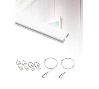 Wall Art Hanging Rail Adjustable Hangers Hooks Stainless Steel for Displaying Frames Mirrors Canvas(Milk,110cm/43.31 in)