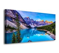 Wall Art Lake Mountain Landscape Picture Print Canvas Wall Art Modern Giclee Artwork Home Decor Stretched and Framed Ready to Hang,2cm Thick Frame, Waterproof Artwork