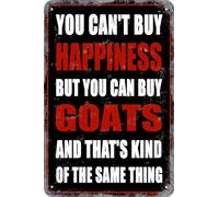 Wall Art Metal Aluminum Metal You Can'T Buy Happiness But Can Goats Vintage Style Wall Decor 12X16 inch