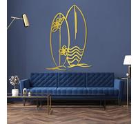 Wall Art Metal Decor Surfboard, Surf Board Decor for, Coastal Decor, Beach, Beach Decor, Coastal, Beach Theme Decor, Living Room (Gold, 29x41in|74x105cm)