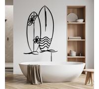 Wall Art Metal Decor Surfboard, Surf Board Decor for, Coastal Decor, Beach, Beach Decor, Coastal, Beach Theme Decor, Living Room (Black, 39x56in|100x142cm)