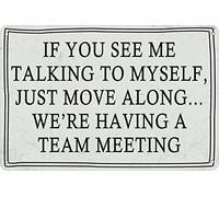 Wall Art Metal Funny Workplace Metal Signs If You See Me Talking To Myself Just Move Along We'Re Having A Team Meeting Cubicle Decor Accessories Women Home Wall Decorations 8x12 inch