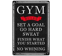 Wall Art Metal Gym Room Metal Rules Set A Goal Go Hard Sweat Finish What You Started No Whining Motivational Quote Fitness Art Iron Poster For Home Wall Decor 5.5x8 inch