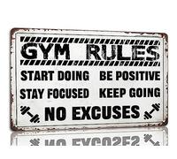 Wall Art Metal Gym Rules Vintage Metal Signs Start Doing Be Positive Stay Focused Keep Going No Excuses Inspirational Quotes Wall Decor For Room 5.5x8 inch