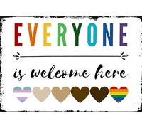 Wall Art Metal Inclusive Classroom Boho Rainbow Decor, In This Poster Everyone Is Welcome Her Educational Diversity Wall Art Metal 5.5x8 inch