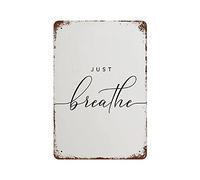 Wall Art Metal Just Breathe Metal Print Home Decor Workplace Inspirational Quote Motivational Wall Art Fun Color Relax Yoga 5.5x8 inch