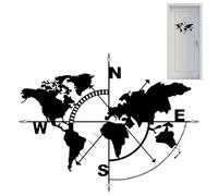 Wall Art Metal World Map - 35 x 23 Inch Silhouette Map, Compass Decoration | Hanging for Home Office Classroom Living Room Bedroom Modern Accent Piece Study Educational Decor Travel Inspired