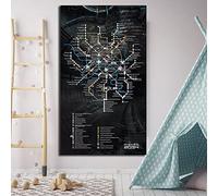 Wall Art Metro 2033 Prague Map Last Light Game Posters Artworks Prints on Canvas Painting Modern Wall Picture for Living Room Home Decor Frameless (50x100cm no frame)