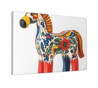 Wall Art Modern Abstract Poster Print Artwork for Living Room Canvas Paintings Runner Swedish Dala Horse Folk Wall Pictures Canvas Prints Aesthetic Pictures for Bedroom Bathroom Decor 12"x18"
