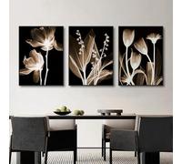 Wall Art,Modern Flower Canvas Painting Tulip Posters Abstract Wall Art Black White Still Life Pictures for Living Room Kitchen Office Home Decor-40 * 50cm*3pcs (Unframed Print)
