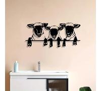 wall art-Modern Minimalist Art Metal wall Decor Sheep Farm-Rustic Farmhouse with Three Silhouettes,Christmas Thanksgiving Harvest Home ation,for Farmers,Country Living(40CM/16INC