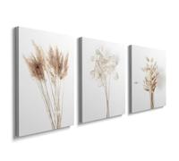 Wall Art Mustard Rustic Floral Canvas Picture Flower Yellow Gray Print Painting Botanical Artwork Framed for Bathroom Living Room Bedroom 30x40cm Set of 3 Home Decor Accessories H0147