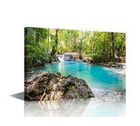 Wall Art Painting 1 Panel Erawan Waterfall Nature Rock Waterfall at Kanchanaburi,Thailand Print on Canvas for Home Wall Decoration Frame Ready to Hang 40x 60cm