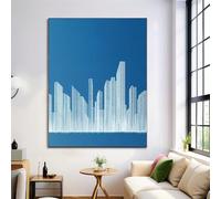 Wall Art Painting, City Technology Wall Pictures Canvas Prints Lines Architecture Canvas Poster for Walls Blue White Pictures for Interior Home Decoration, Unframed 12x16in