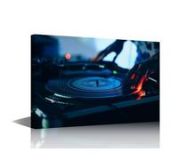 Wall Art Panels for Living Room Wall Decor Canvas Party Decoration Wall Art DJ Music Mixes the Track Paintings 1 Piece Music Poster Pictures Modern Artwork Framed Home Decor Ready to Hang 24x16 in