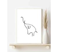 Wall Art Picasso Drawn Lines Drawing Prints UNFRAMED (Size 210 x 297 mm / 8.3 x 11.7 inches) (Elephant Picasso Workart)