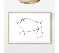 Wall Art Picasso Drawn Lines Drawing Prints UNFRAMED (Size 210 x 297 mm / 8.3 x 11.7 inches) (Picasso Pig Wall Art Line Drawing Print)