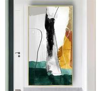 Wall Art Pictures Mid Century Abstract Geometric Art Wall Decoration Blue and Gold Colour Scheme Large Canvas Print Bedroom 60x110cm(24x43in)