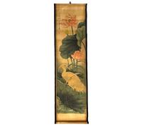 Wall Art Poster Prints Paintings, Hanging Paper Scroll Decor Ready to Hang Asia Vintage Aesthetic,Japanese Summer Lotus Egret (L2)