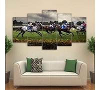 Wall Art Posters 150 X 80 Cm Horse Racing Modern Poster For Room Decor/ 5 Pieces Way Wall Art Paintings Pictures/Canvas Prints For Living Room Teens Boys -6L9G/S6G8-