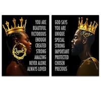 Wall art Posters of Black Kings and Queens, African American Canvas Art Print,Inspirational Quotes Office Wall Art: Motivational Poster Positive Sayings Office Wall Decor Set of 2(12"x16"Unframed)
