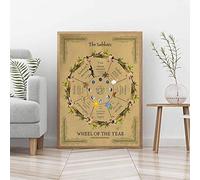 Wall Art,Posters Prints,Wiccan Wheel Of The Year Poster , The Sabbats Magic Witchcraft Book Of Shadows Canvas Painting Prints Wall Art Pictures Decor,For Bedroom Walls Adult,Poster For Room - 50X70Cm