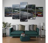 Wall Art Posters Xxl/Frameless 200 X 100 Cmcar Racing Track Modern Poster For Room Decor/ 5 Pieces Way Wall Art Paintings Pictures/Canvas Prints For Living Room Teens Boys