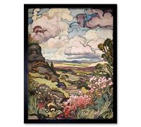 Wall Art Print A Wild Scottish Landscape on a Cloudy Day Art Framed Artery8 Black W12 inch x H16 inch