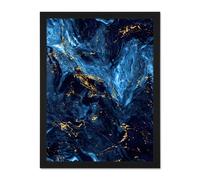 Wall Art Print Abstract Dark Blue Gold Swirl Large Large Framed Wall Décor Art Artery8 Brown W18 inch x H24 inch