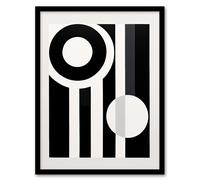 Wall Art Print Abstract Geometric Black White Minimalist Circles Stripes Framed Art Artery8 Black A4