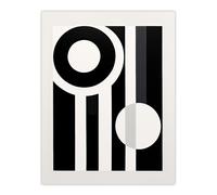 Wall Art Print Abstract Geometric Black White Minimalist Circles Stripes Poster Artery8 Black W24 inch x H32 inch