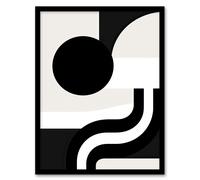 Wall Art Print Abstract Geometric Black White Minimalist Curves Shapes Framed Art Artery8 Black W12 inch x H16 inch