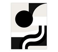 Wall Art Print Abstract Geometric Black White Minimalist Curves Shapes Poster Artery8 Black W24 inch x H32 inch