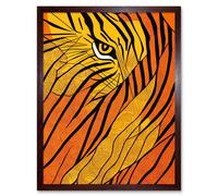 Wall Art Print Abstract Hidden Tiger Camouflage Art Framed Artery8 Brown W12 inch x H16 inch
