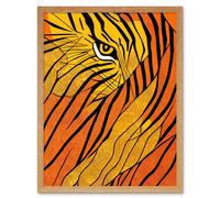 Wall Art Print Abstract Hidden Tiger Camouflage Art Framed Artery8 Light Oak W12 inch x H16 inch