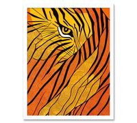 Wall Art Print Abstract Hidden Tiger Camouflage Art Framed Artery8 White W12 inch x H16 inch