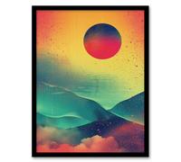 Wall Art Print Abstract Mountain Landscape Sunset Art Framed Poster Artery8 Black A4