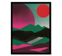 Wall Art Print Abstract Polka Dot Pattern Landscape Pop Art Framed Poster Artery8 Black W12 inch x H16 inch