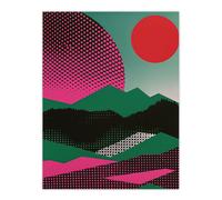 Wall Art Print Abstract Polka Dot Pattern Landscape Pop Art Poster Artery8 Green W24 inch x H32 inch